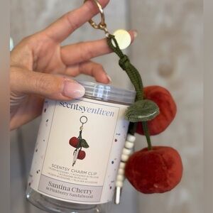 Scentsy SANTINA Cherry Bag Charm Clip Key chain pre-Scented plush NIB